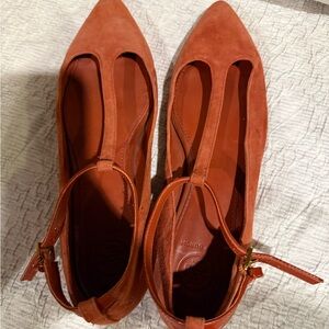Tory Burch Women's Suede T-Strap Flats - coral